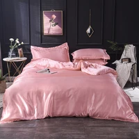 luxury mulberry silk luxury bedding set with fitted sheet silk satin bedding sets soft smooth solid color quilts cover bed set