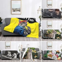 cute cat multifunctional warm flannel blanket bed sofa personalized super soft warm bed cover