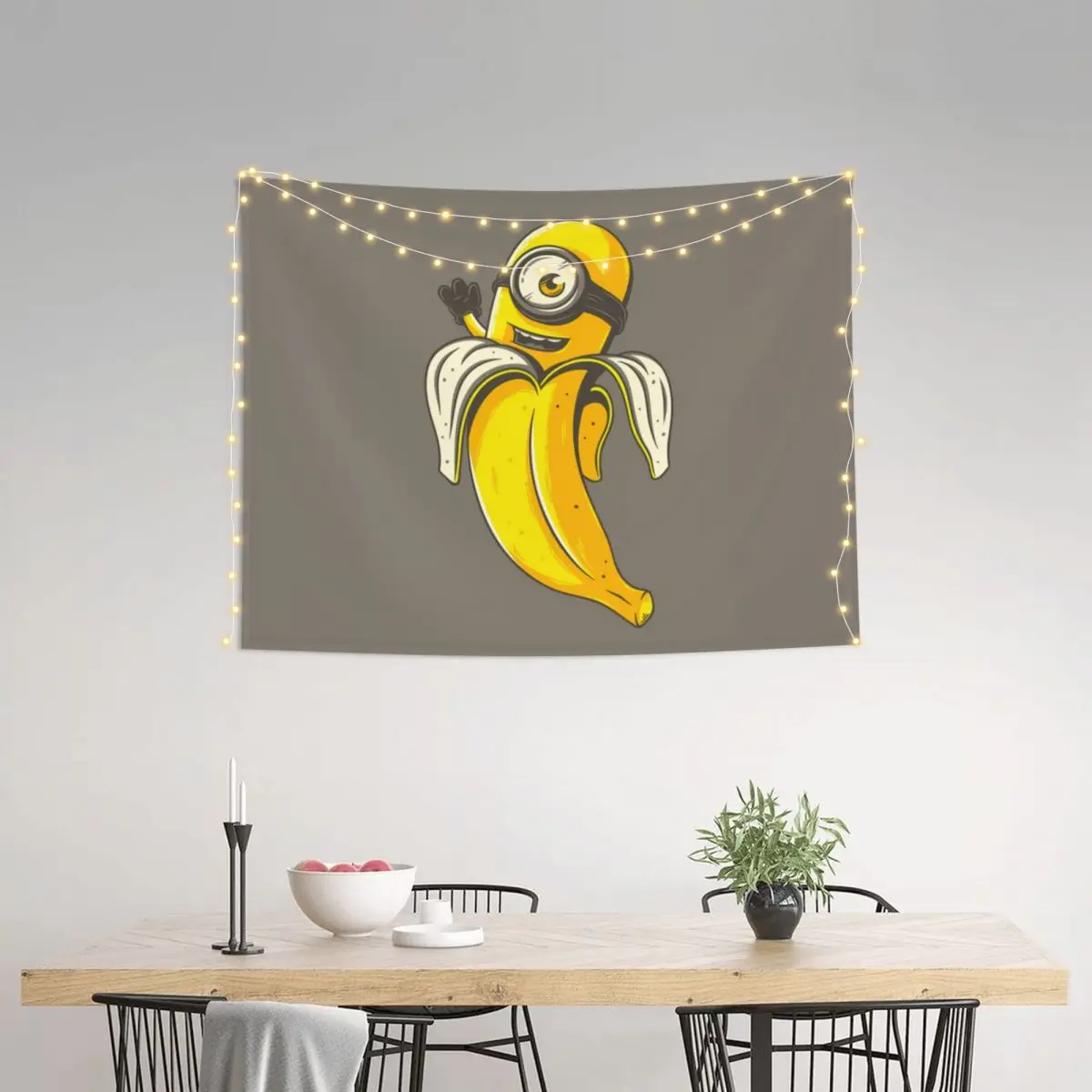 Гобелен на заказ с изображением миньонов аниме мультяшный банан хиппи украшение
