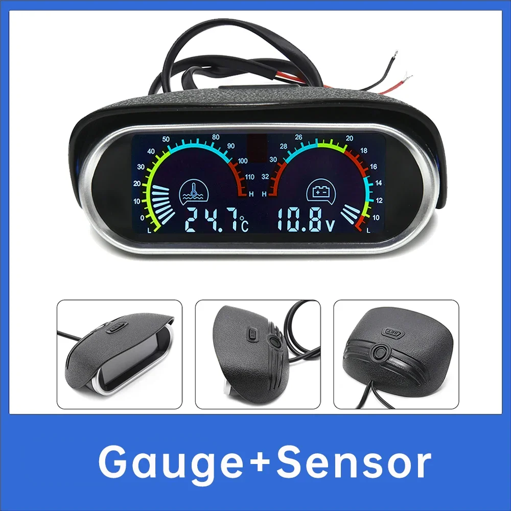 

Автомобильный 2 в 1, вольтметр с цифровым ЖК-дисплеем и датчик температуры воды, универсальный датчик для автомобилей и грузовиков с адаптером 26 мм-40 мм