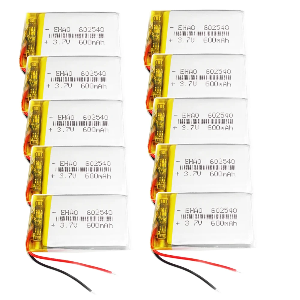 10 шт. 3 7 В 600 мАч липо-полимерная литиевая аккумуляторная батарея 602540 Для MP3 GPS DVD