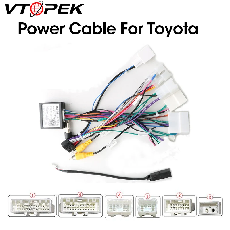 Vtopek Car 16-pin Android Wire Harness Power Cable Adapter For Toyota Corolla/Camry/RAV4 With Canbus