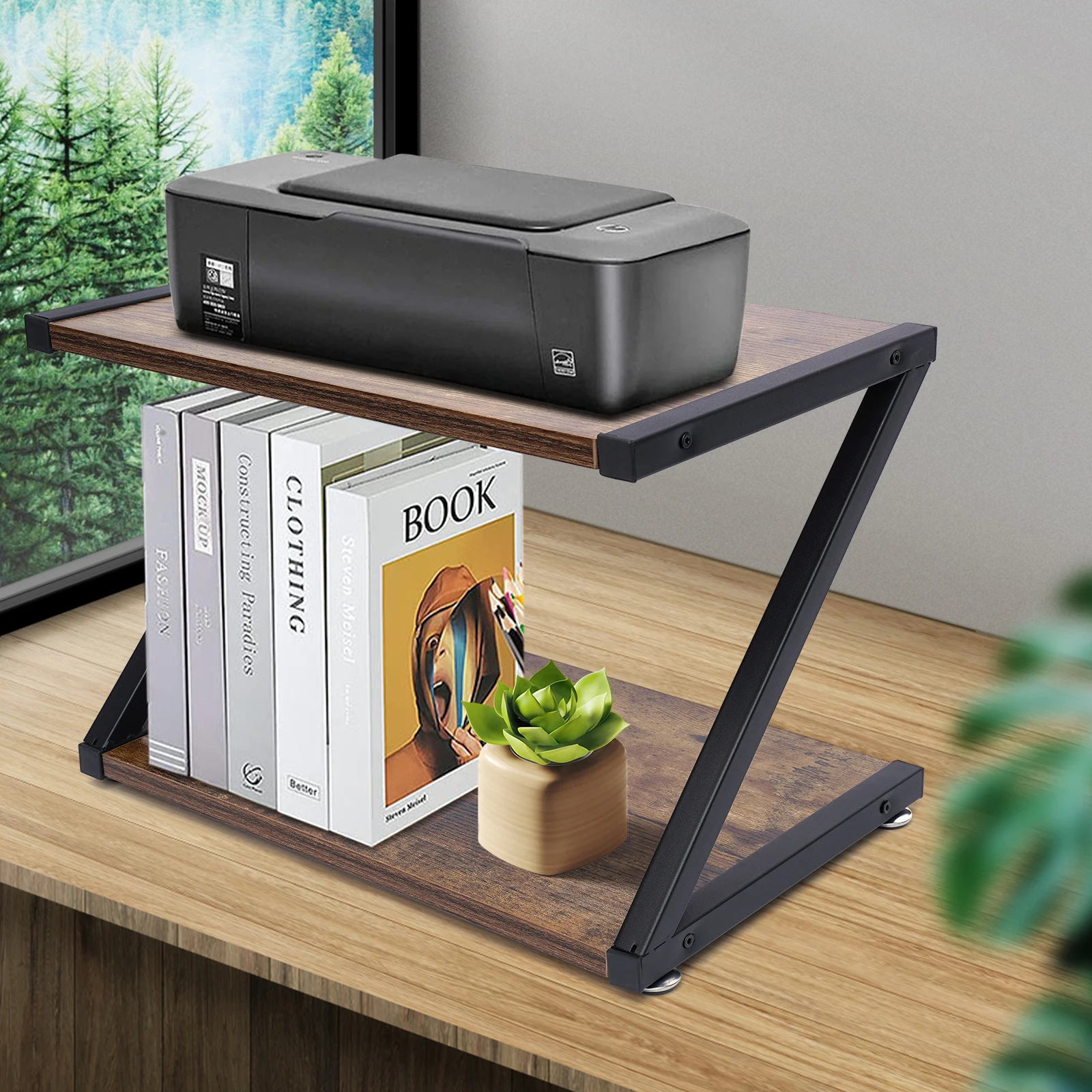 

Printer Stand Copier Scanner Shelf Rack Desk Organizer for Office and Home