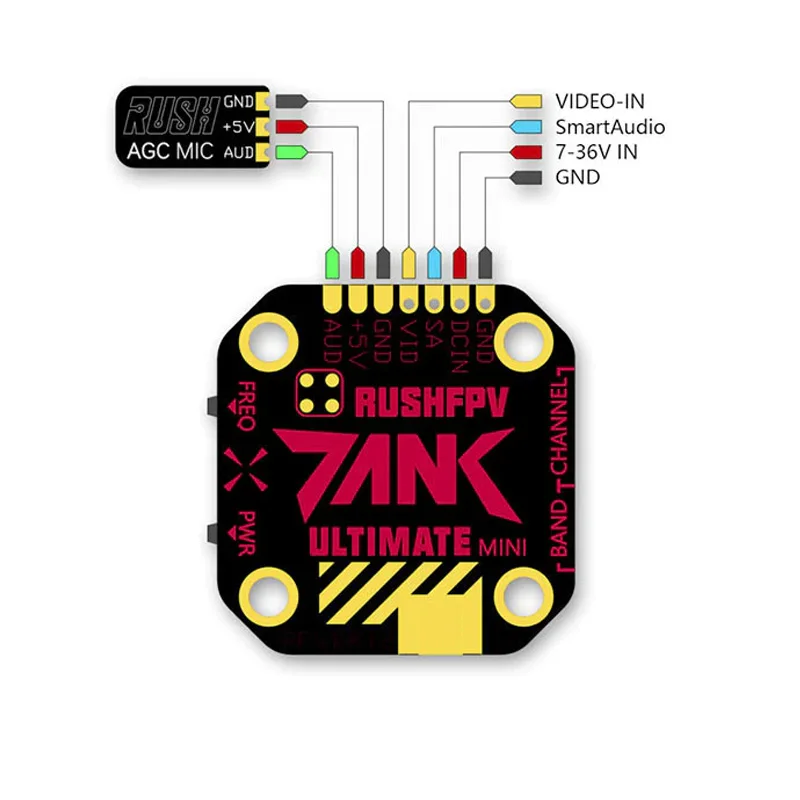 Фото RUSH TANK Ultimate MINI 5,8 ГГц 48-канальный RaceBand 0/25/200/500/800 МВт переключаемый 20x20 штабелируемый FPV-передатчик VTX для RC Drone №4