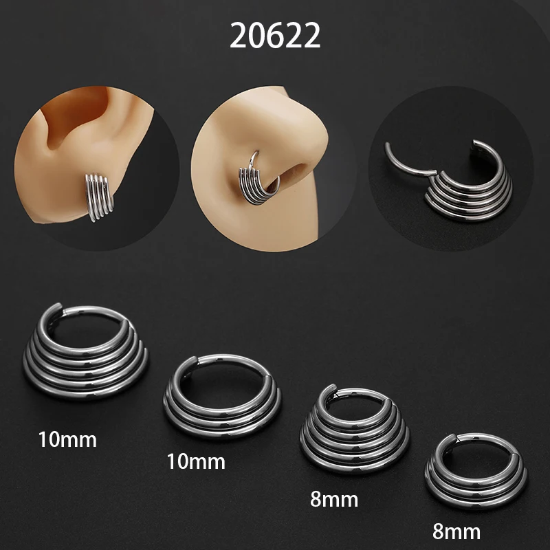 

1PC 16G Stainless Steel Hinged Segment Clicker Ring Nose Septum Piercing Helix Cartilage Tragus Piercings Jewelry