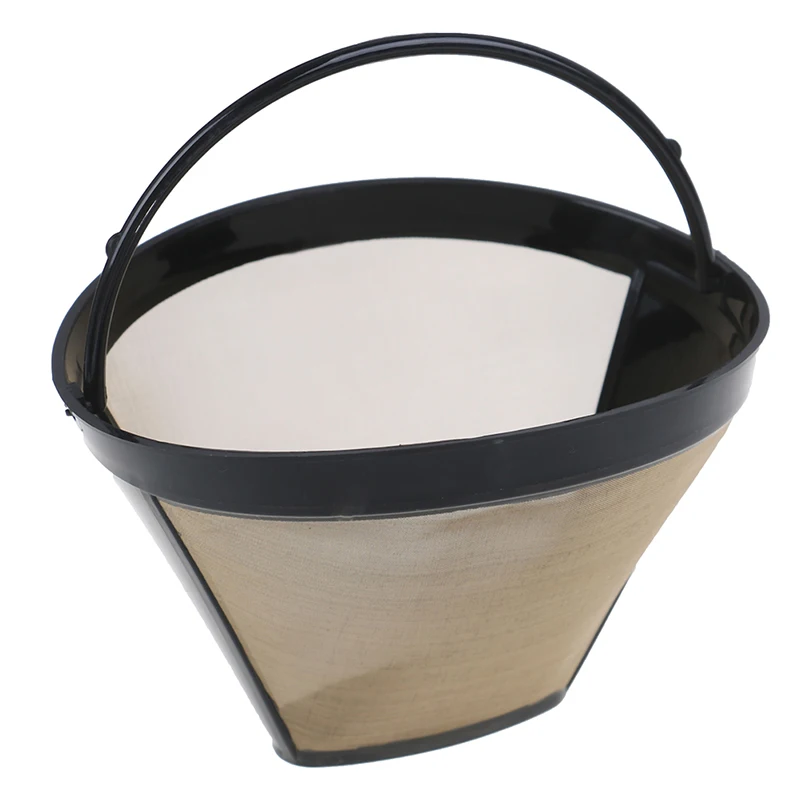 

Reusable Coffee Filter With Handle Stainless Steel Washable Permanent Cone-Style Gold Mesh Useful Cafe Coffees Maker Accessory