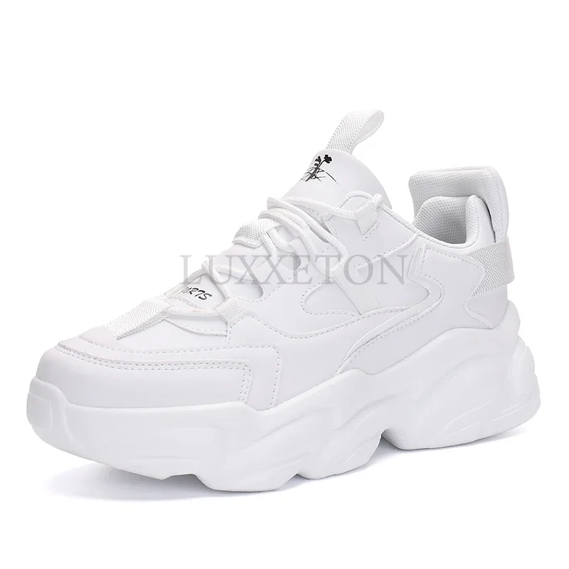 

Women Shoes New Chunky Sneakers for Women 2022 White Lace-Up White Vulcanize Shoes Casual Fashion Dad Shoes Platform Sneakers