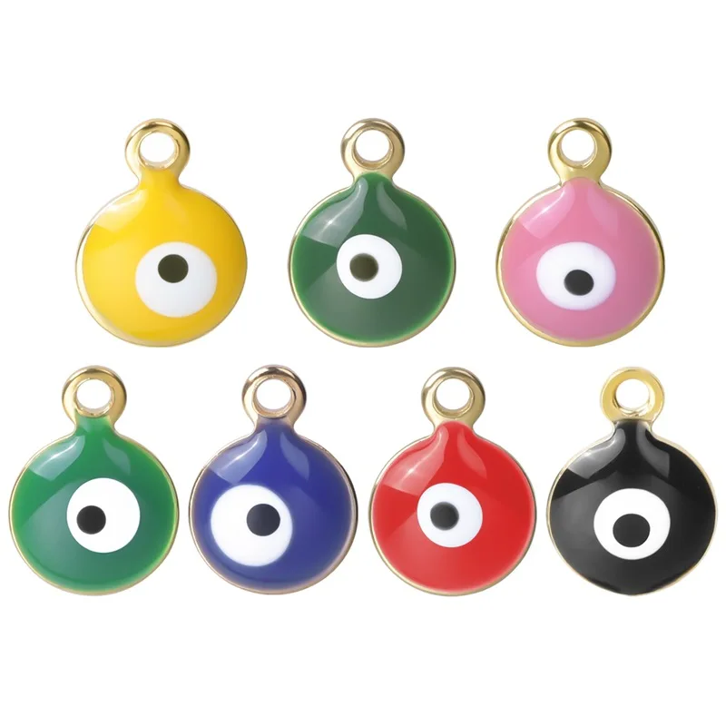 

10pcs/lot Stainless Steel Evil Eye Charms Pendants for DIY Earrings Necklace Lucky Jewelry Handmade Making Accessories