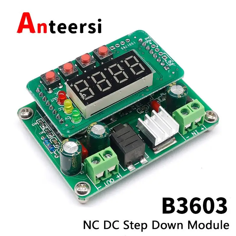 

Источник питания постоянного тока B3603 NC, Регулируемый понижающий модуль, амперметр напряжения, зарядное устройство 36 В, 3 А, 108 ВТ
