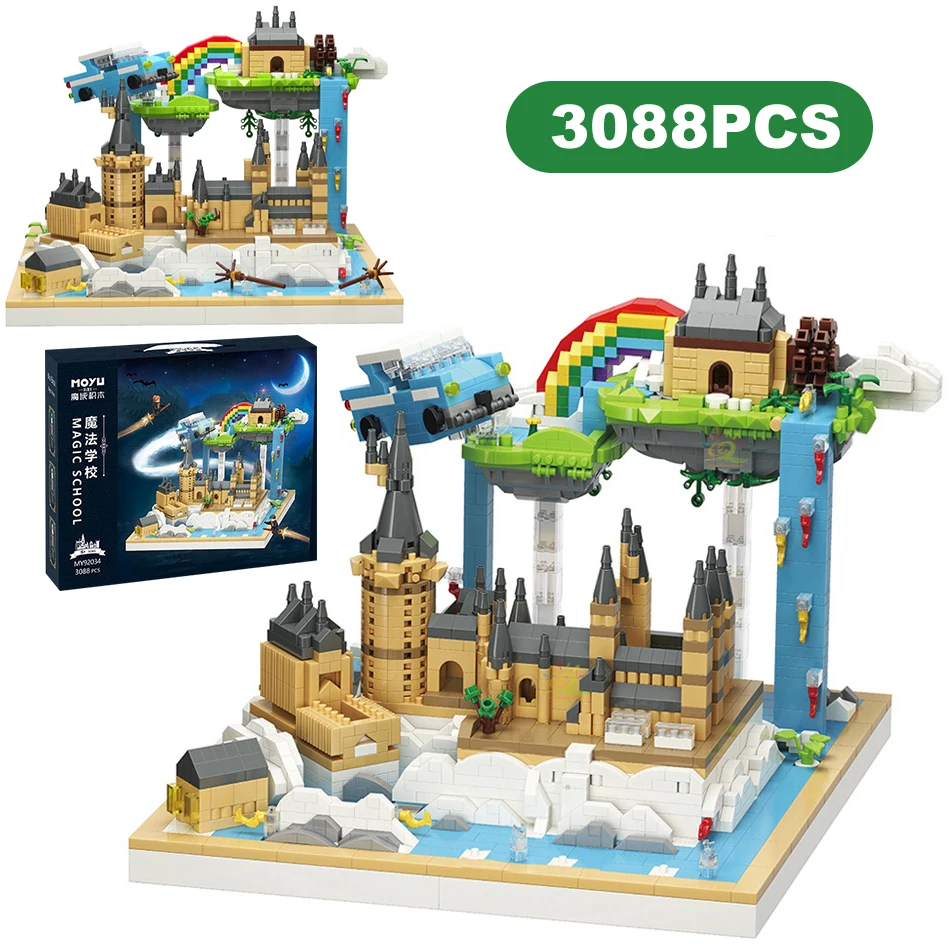 

3088PCS Villa Architecture Hogwarts Castle Magic School Building Blocks Adventure Assemble Diamond Brick Toys Gift For Kid Adult