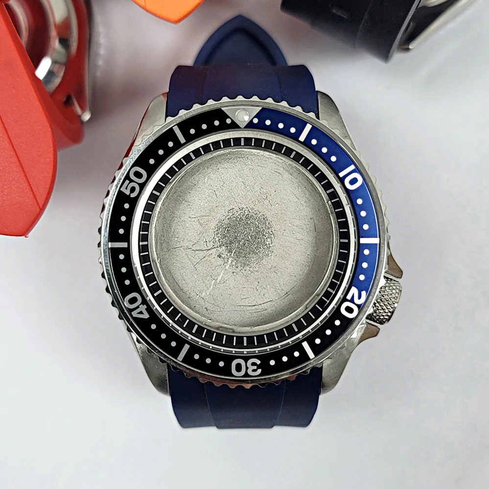 41.5mm Watch Case Accessories Stainless Steel Case Hands Buckle Dark Blue Tape Black/White Inner Ring Fit NH35 NH36 4RMovement