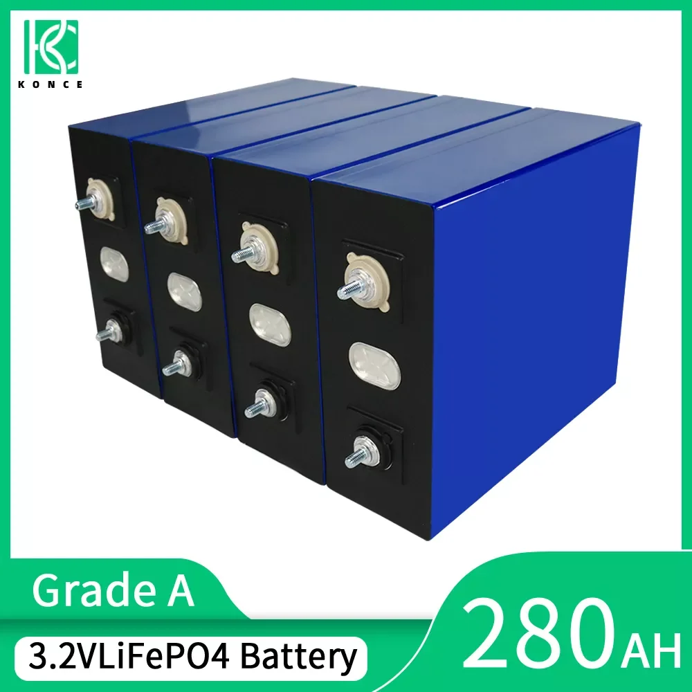 

3.2v 280Ah Lifepo4 Rechargeable Battery 4/8/16/32PCS Lithium Iron Phosphate Solar Cell Deep Cycle for 12V 24V Golf Cart RV Boat
