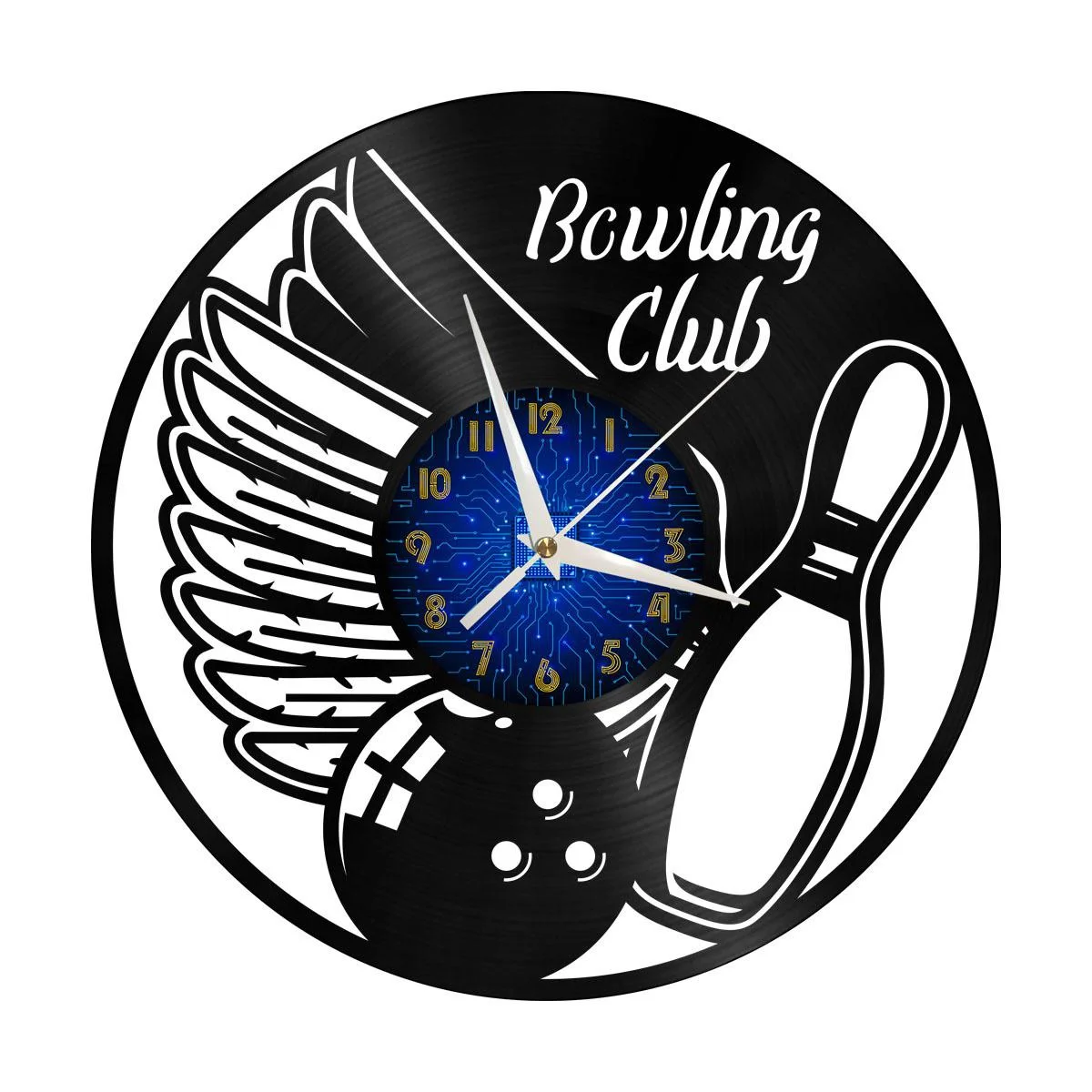 

Bowling Club Vinyl Wall Clock, Vinyl Record Clock Wall Art Silent & Non-ticking