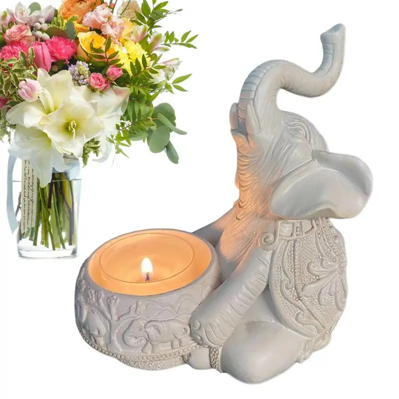 

Votive Candle Holders Wealth Lucky Elephant Figurine Votive Candle Holder Chinese Fengshui Animal Statues Table Centerpieces For