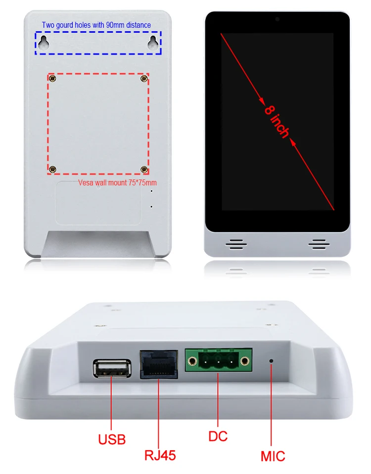 

8 inch Wall mount RK3128 RK3288 8g 16g rom android linux os option tablet