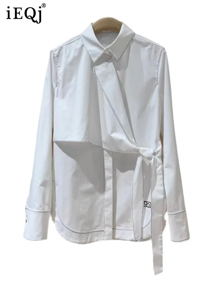 IEQJ однотонная женская рубашка на шнуровке весна 2021 новые однобортные женские