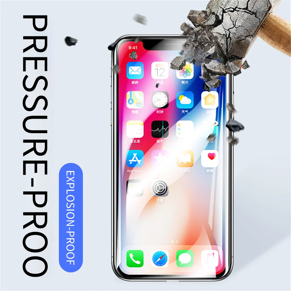 Наклейки для экрана iPhone 2-шт. комплект 11 Pro Max XS x XR 7 8 plus se 2020 2 полноэкранных защитных пленки из закаленного стекла.