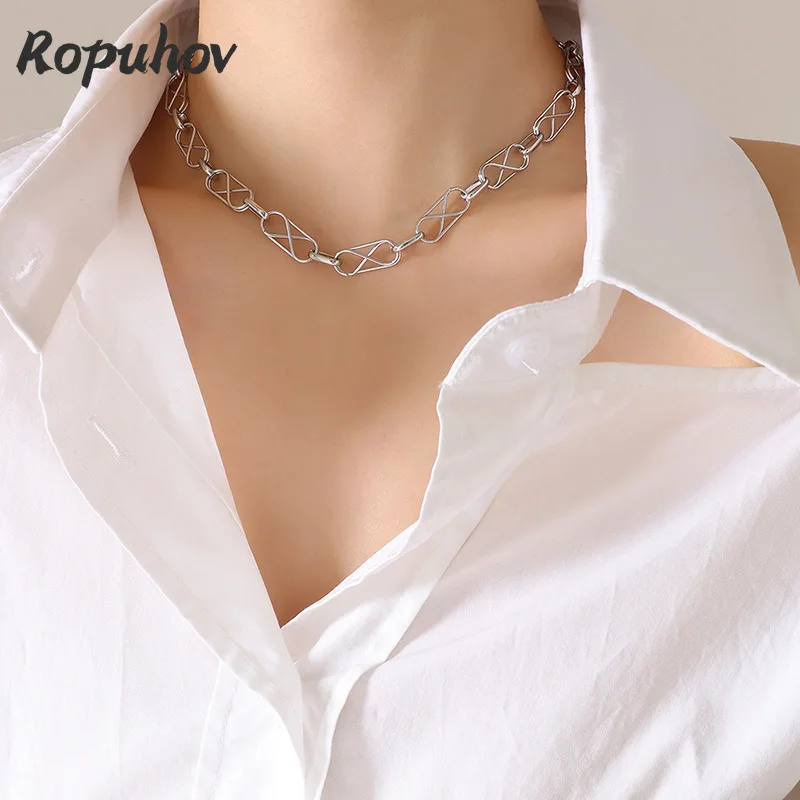 

Женское Ожерелье из титановой стали, с геометрическим дизайном