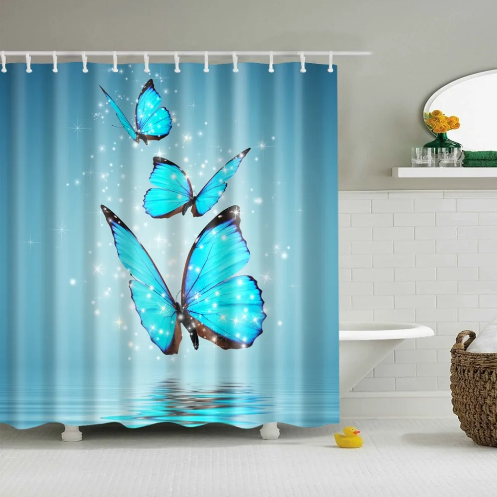 

Peacock Butterfly Owl Bird Bathroom Shower Curtains Frabic Waterproof Polyester Bath Curtain with Hooks Beautiful Decorative