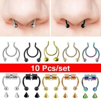 nose ring stainless steel artificial nose septum ring clip hoop ring for women gift girl no perforation jewelry party magnetic
