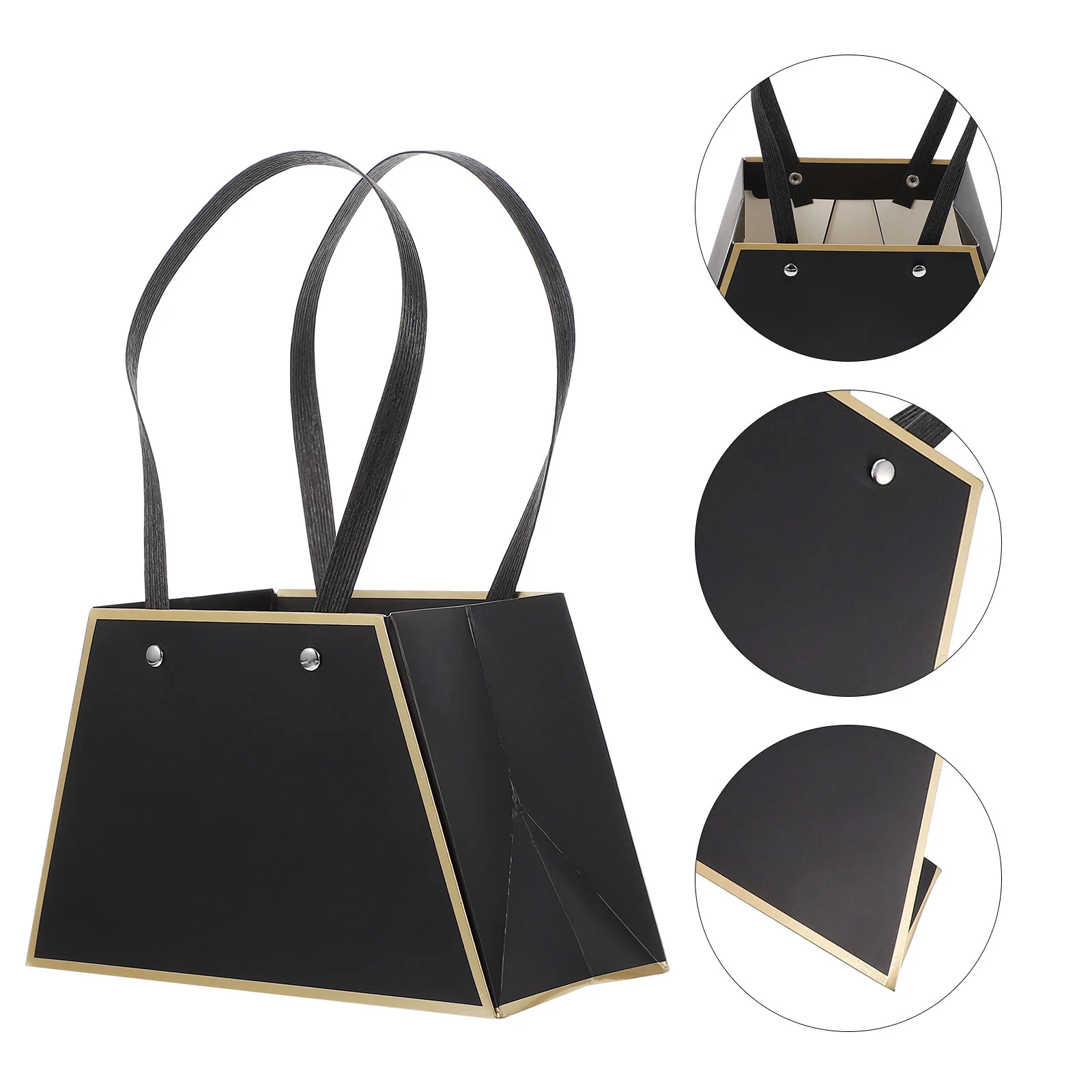 

Bouquet Flower Gift Packaging Paper Floral Box Florist Wrapping Black Tote Present Handbag Handle Packing Pouch Decorative Boxes