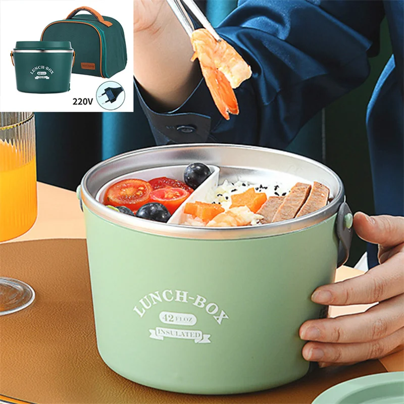 

Heating Electric Lunch Box Hot Rice Insulated Lunch Box Stainless Steel Portable Plug In Food Lunch Box Kitchen Food Box