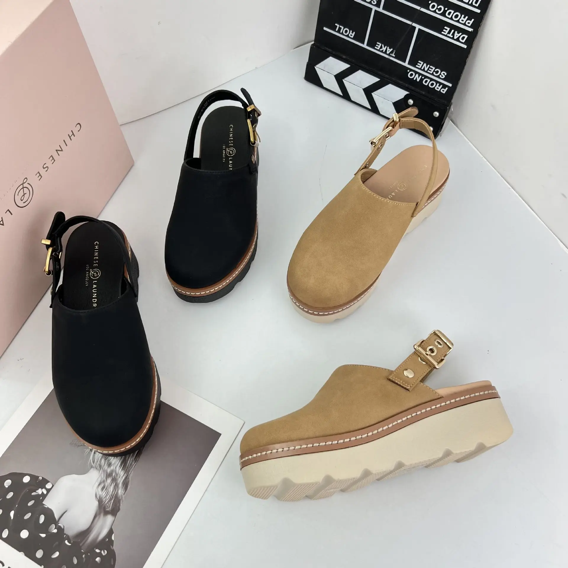 Сандалии универсальные с круглым носком на каблуке 2024