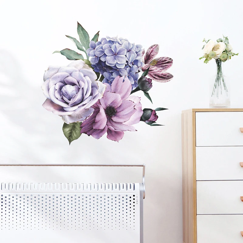 Романтическая Настенная Наклейка с фиолетовыми цветами домашняя роспись обои