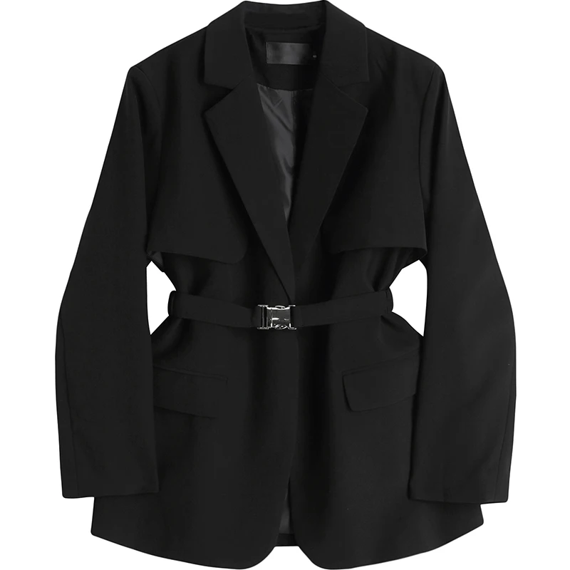 SuperAen 2023 Spring and Autumn New Korean Style High Waist Wrapped Blazer Coat for Women