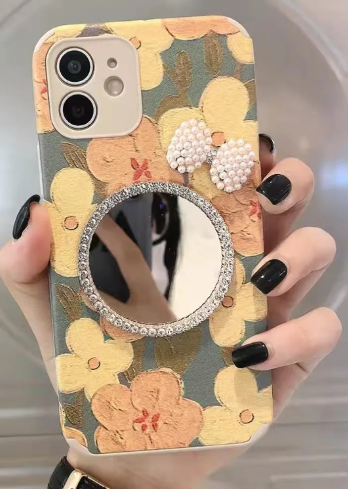

HSYK Flowers With Mirror For Apple 12 Mobile Phone Case IPhone11 Full Package 6s Net Red 7 Women 8plus Makeup Xs Max