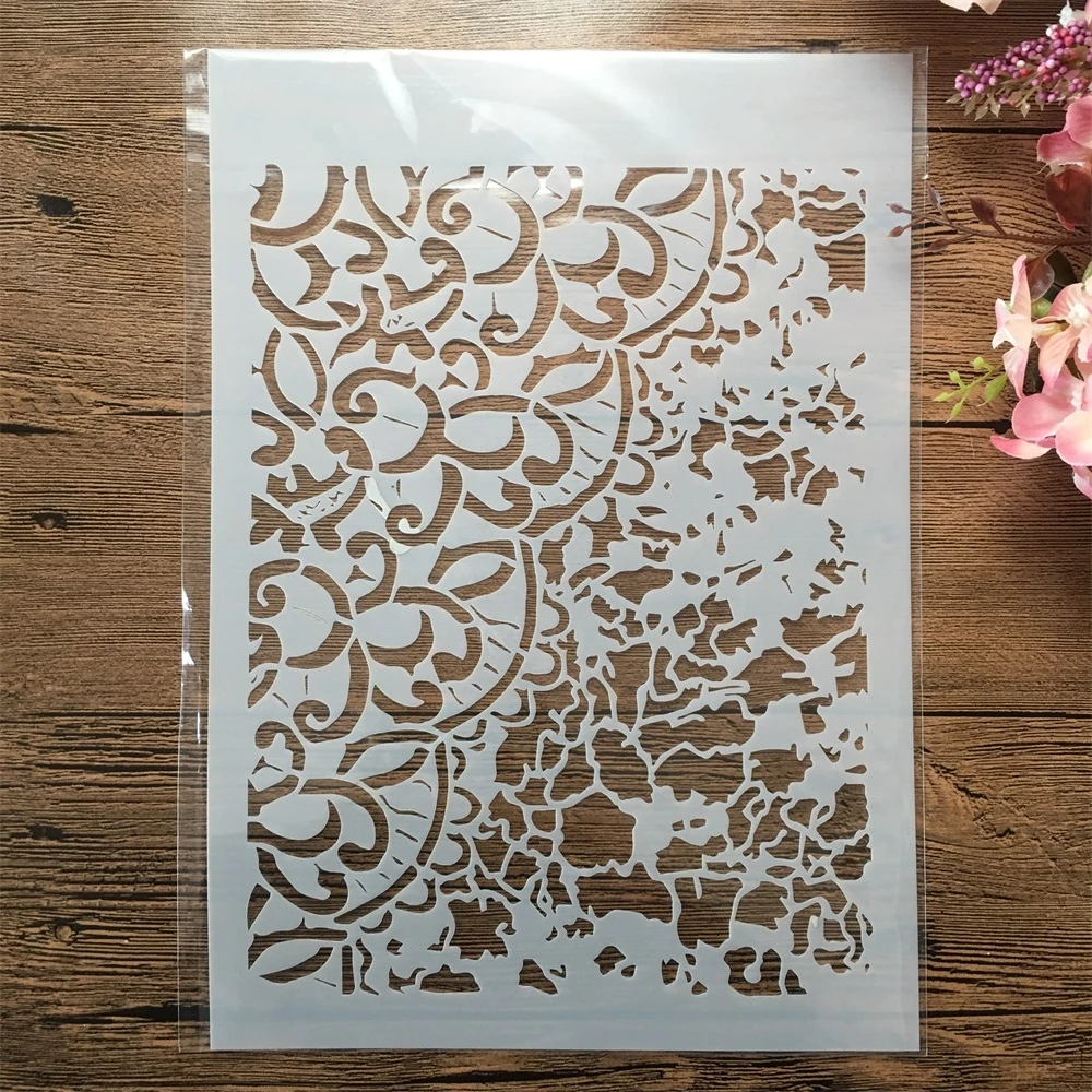 

A4 29cm Half Leaves Texture DIY Layering Stencils Wall Painting Scrapbook Coloring Embossing Album Decorative Template