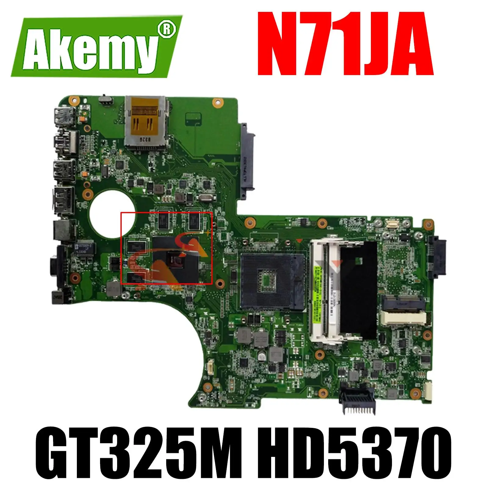 

N71JA Laptop Motherboard GT325M HD5370 Support I3 I5 I7 CPU for ASUS N71J PRO78J X77J X77JA PRO78JA Motherboard Mainboard