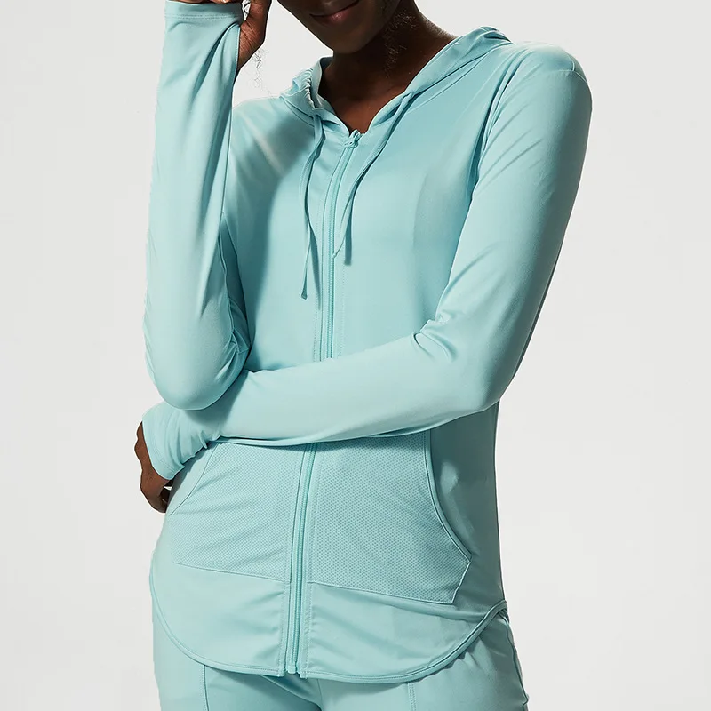 Antibom Yoga Clothing Jacket Women's Thin Section Long-sleeved Fitness Coats Running Breathable Quick-drying Sportswear Top