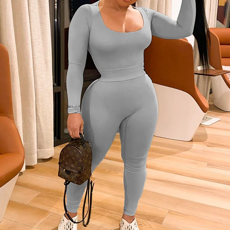 

Two Piece Pant Sets Women Tracksuit Clothes Suit Long Sleeve Bodysuit Tops Slim Legging Trousers Sports Long Romper Suits Spring