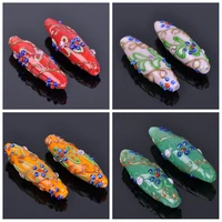 1pcs big oval rugby 43x15mm handmade flower lampwork glass loose crafts beads for jewelry making diy findings