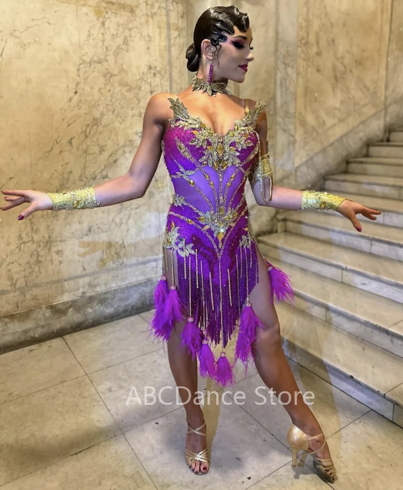 Женское платье для латиноамериканских танцев танцевальное и британских
