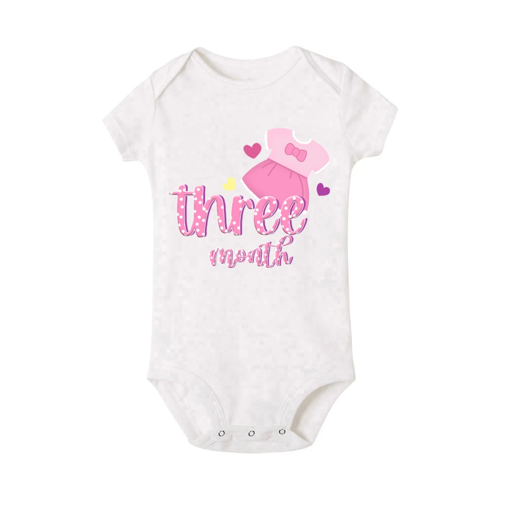 Baby Milestone Clothes Newborn 1-12 Monthly Bodysuit Babygrow Romper Infant Photography Prop Outfit Shower Gift