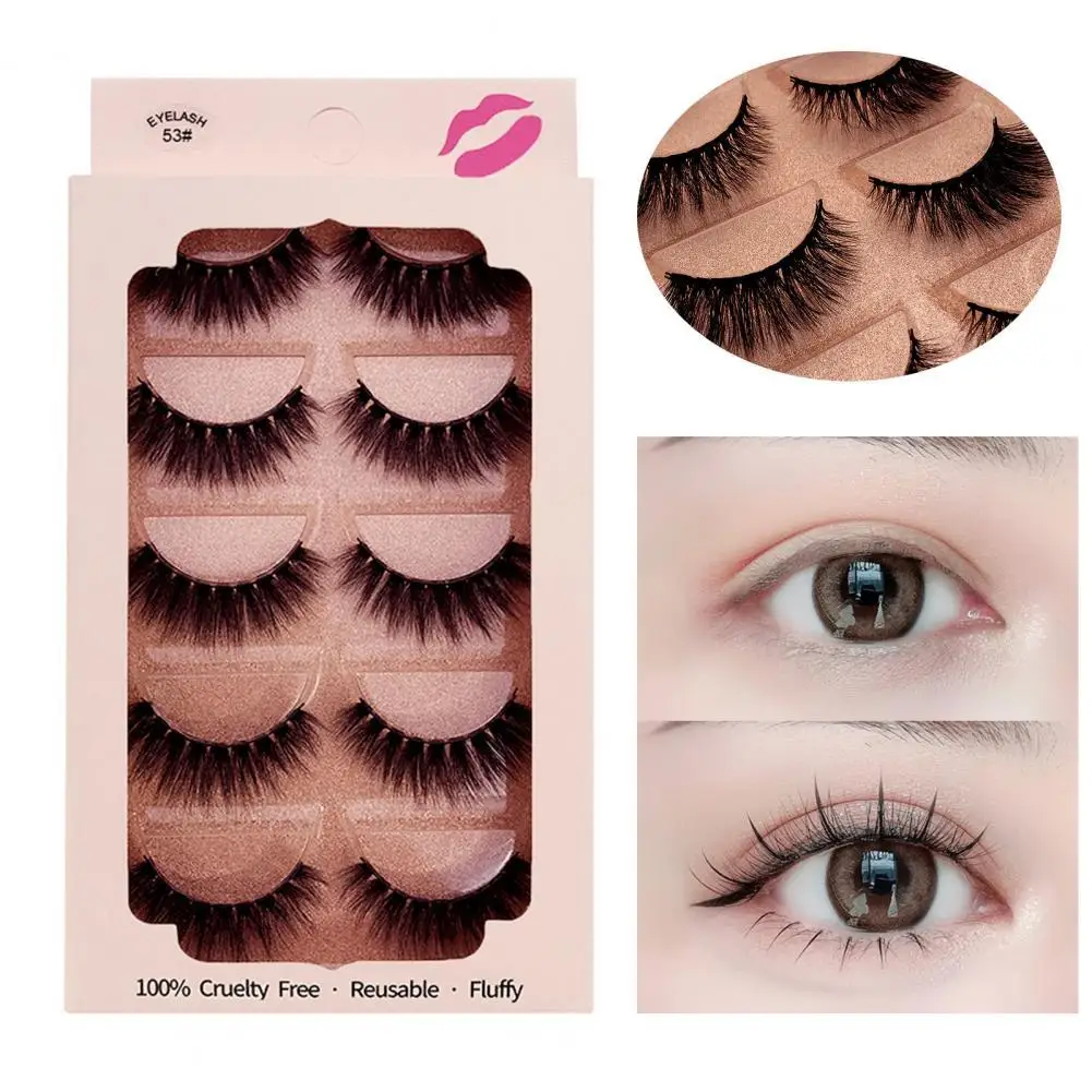 

Practical 5 Pairs Universal False Mink Hair Premium Lashes Dense Fake Eyelashes Delicate for Girl