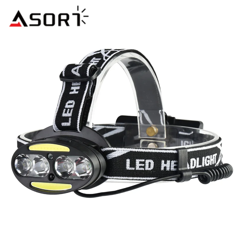 

Мощный светодиодный налобный фонарь T6 с 8 светодиодами и зарядкой через USB, индукционный налобный фонарь с 6 светодиодами, Новый налобный фон...