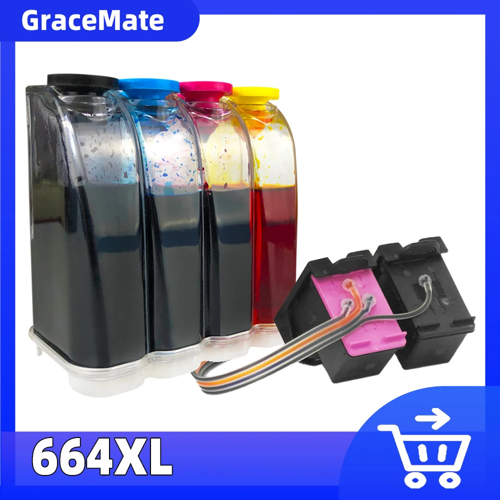 

GraceMate 2018 New Version 664 CISS Bulk Replacement for HP 664 for Deskjet Ink Advantage 2675 2600 1115 2135 2138 3635 1118