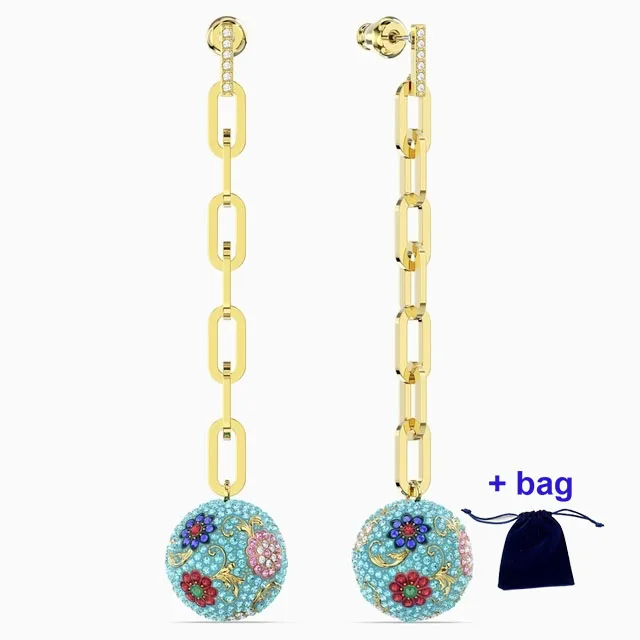 

S High Quality Earrings Flower of Fortune Drop Earrings, Flowers, Layered Colors, Gold Plated Exquisite Gift Box Free Shipping