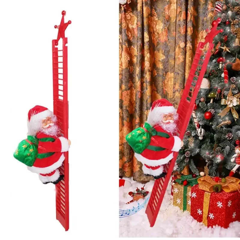 

Christmas Santa Claus Electric Climb Ladder Hanging Decoration Christmas Tree Ornaments Funny New Year Kids Gifts Party Decor