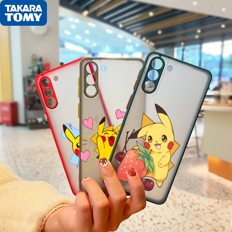 

Anime Pikachu For Samsung Galaxy S22 S21 Ultra S20 FE Lite S10 S9 S8 Plus 5G Frosted Translucent Phone Case