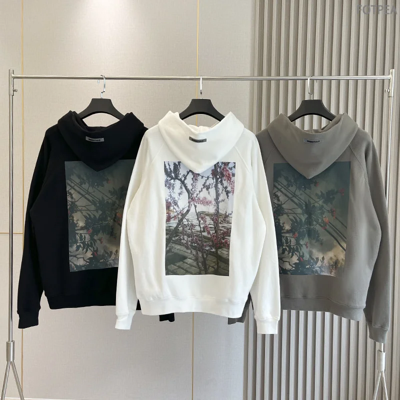 

Толстовка для мужчин и женщин, свитшот с принтом цветных цветов на спине, пуловер оверсайз в стиле хип-хоп