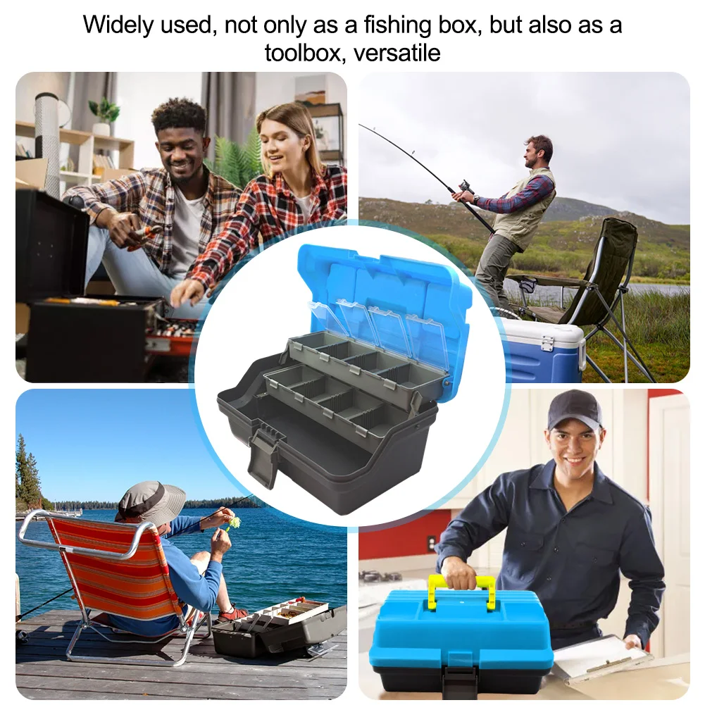 

3-Layer Folding Fish Hook Lure Box Portable Fishing Gear Box Multipurpose Fishing Toolbox with Handle for Fishing Tackle Storage