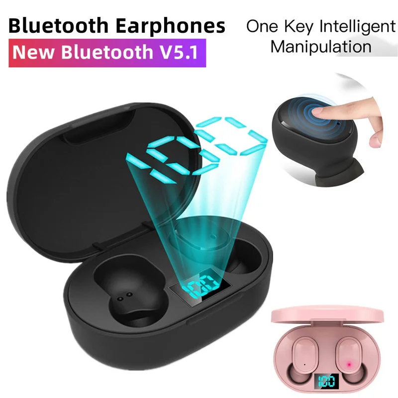 

E6S TWS Wireless Bluetooth Earphones Bluetooth Wireless Headphones with Mic Handsfree Earbuds for Noise Reduction Headset