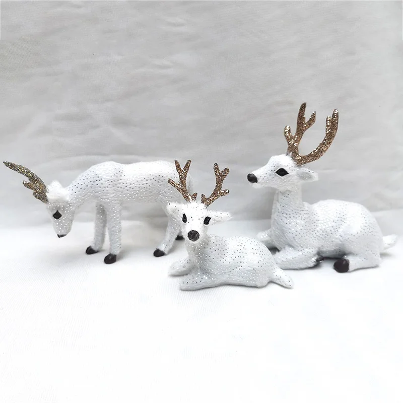 

Simulation Small Deer Christmas Deer Ornaments Decoration Garden Miniatures Props New Year Xmas Elk Display Window Kids Gift