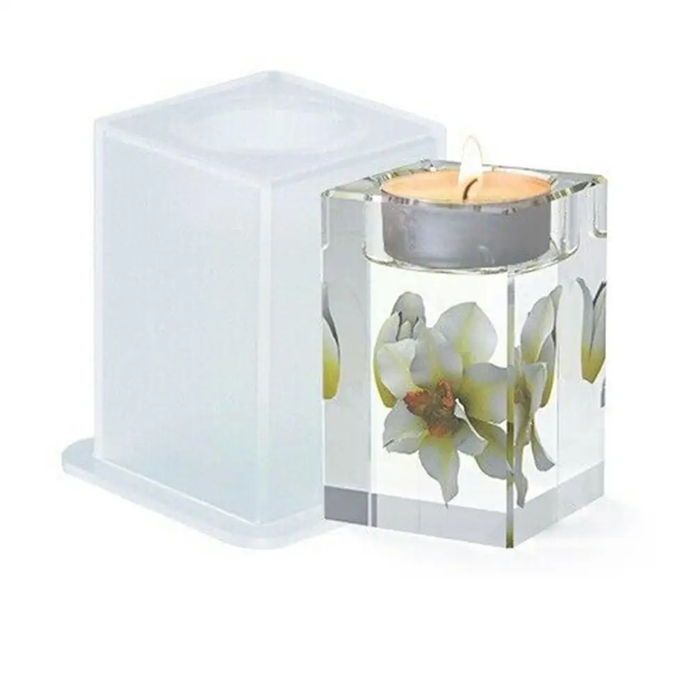 

Square Candle Holder Ornament Silicone Mould Diy Crystal Mold Epoxy Resin G4n6