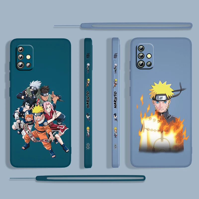 

Hot Anime Naruto Cool For Samsung Galaxy A73 A53 A33 A52 A32 A22 A71 A51 A21S A03S A50 4G 5G Liquid Left Rope Phone Case Cover