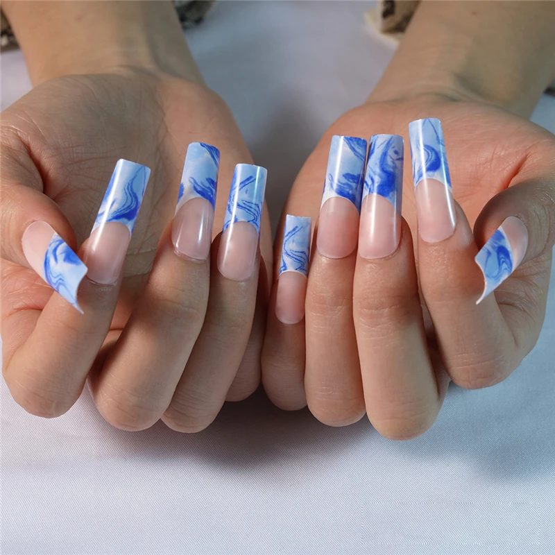 

SM30210961 Press on Long Nails Set Square French Fingernails
